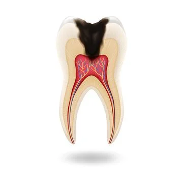 Tooth with decay crosssection illustration Stock Illustration