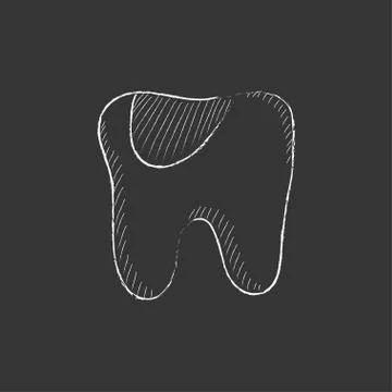 Tooth decay. Drawn in chalk icon Stock Illustration