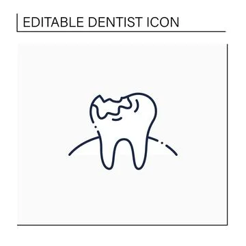 Tooth decay line icon Stock Illustration