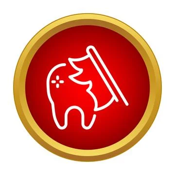 Tooth decay losing battle with axe icon Stock Illustration