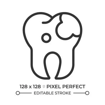 Tooth decay pixel perfect line icon Stock-Illustration