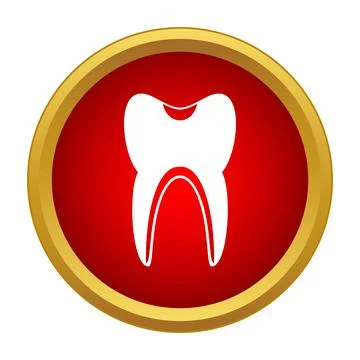Tooth decay problem icon with golden frame Stock Illustration