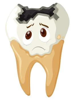 Tooth decay with sad face Illustration