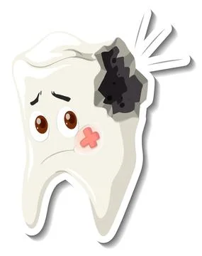 Tooth decay with sad face Stock Illustration