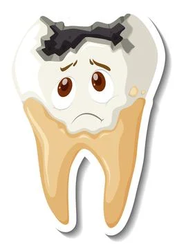 Tooth decay with sad face Stock Illustration