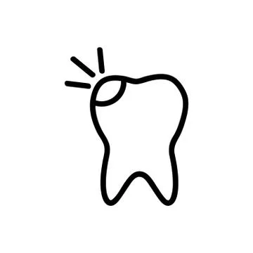 Tooth decay on the teeth of the icon vector. Isolated contour symbol Stock Illustration