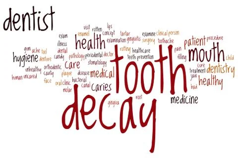 Tooth decay word cloud Illustrazione stock