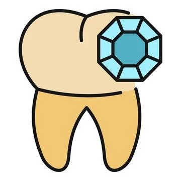 Tooth decorating with diamond gem dental jewelry icon Stock Illustration