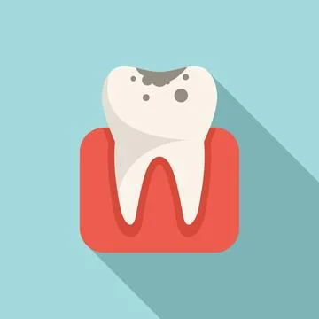 Tooth disease icon flat . Throat tonsil Stock Illustration