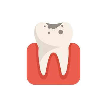 Tooth disease icon flat vector. Throat tonsil Stock Illustration