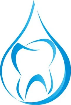 Tooth drawn in blue, dentist logo Stock Illustration