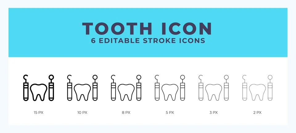Tooth editable line icon. Vector illustration with different stroke. Stock Illustration