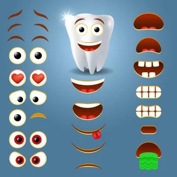 Tooth emoji maker, smiley creator vector illustration Stock Illustration