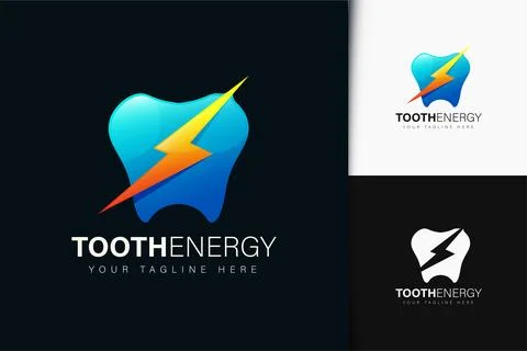 Tooth energy logo design with gradient Stock Illustration