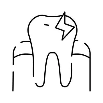 Tooth experiencing sharp pain concept with lightning bolt Stock Illustration