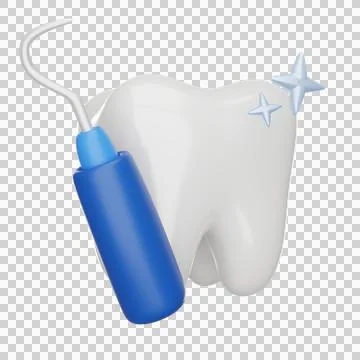 Tooth with explorer 3D icon Stock Illustration
