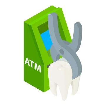 Tooth extraction icon isometric vector. Human tooth clamped in medical forcep Stock Illustration