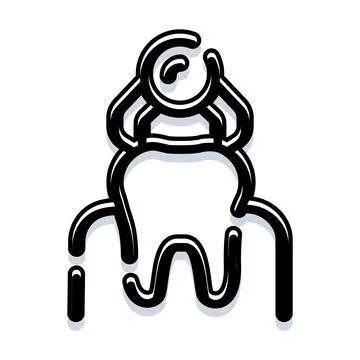 Tooth extraction process with dental pliers icon Иллюстрация