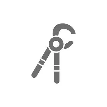 Tooth extraction tool, dental surgery instruments grey icon. Stock Illustration