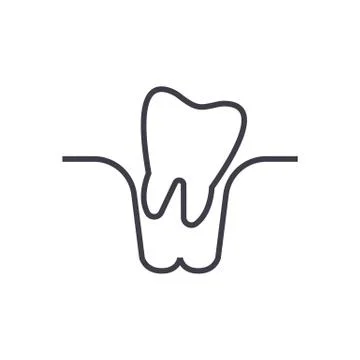 Tooth extraction vector line icon, sign, illustration on background, editable Stock Illustration