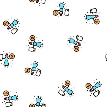 Tooth fairy vector seamless pattern Stock Illustration