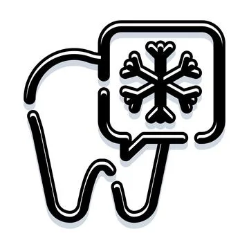 Tooth feeling cold sensitivity with snowflake icon Stock Illustration
