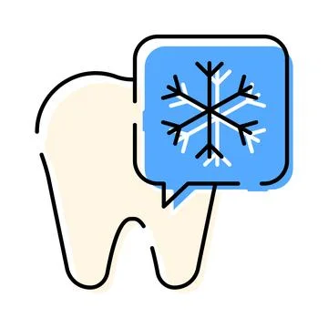 Tooth feeling cold with snowflake icon Stock Illustration