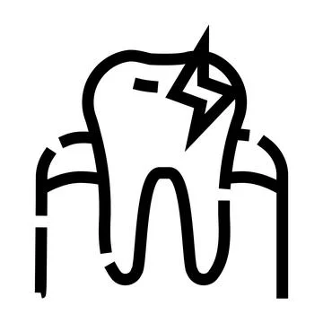Tooth feeling sharp pain with lightning bolt icon Stock Illustration