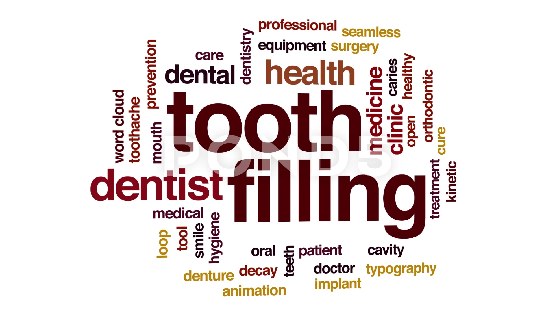 Tooth filling animated word cloud, text ... | Stock Video | Pond5