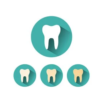 Tooth flat icon on different green circles with shadows Stock Illustration