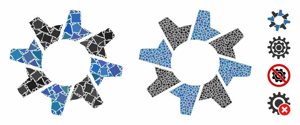 Tooth gear Mosaic Icon of Bumpy Parts Stock Illustration