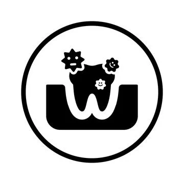 Tooth, germs icon. Black vector graphics. Stock Illustration
