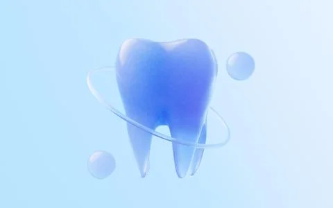 Tooth with glass material, 3d rendering. Stock Illustration
