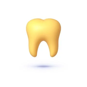 Tooth gold 3d on white background. Isolated graphic template. Template design Stock Illustration