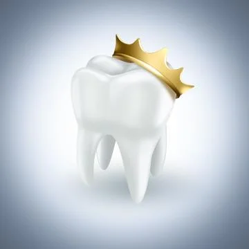 Tooth with gold crown Stock Illustration
