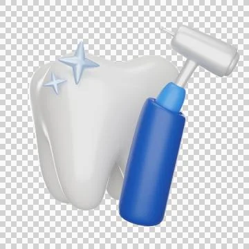Tooth with handpiece 3D icon Stock Illustration