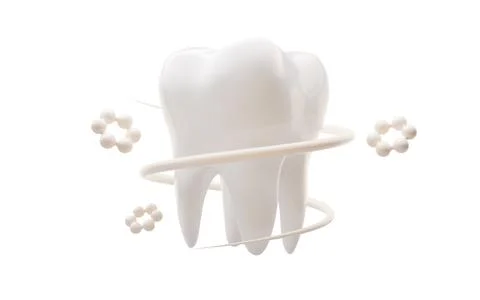 Tooth health and nutritional elements, 3d rendering. Stock Illustration