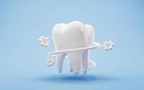 Tooth health and nutritional elements, 3d rendering. Stock Illustration