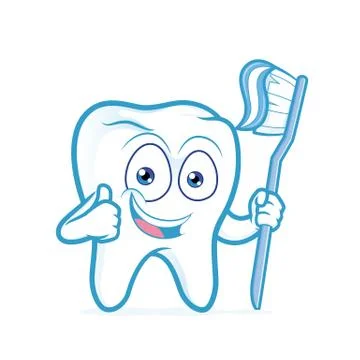 Tooth holding toothbrush Stock Illustration