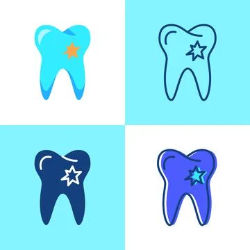 Tooth with hole icon set in flat and line style Illustrazione stock