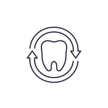 Tooth icon with arrows, line vector design 스톡 일러스트