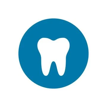 Tooth icon on blue background. Vector illustration. Illustrazione stock