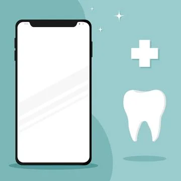 Tooth icon on blue. Dentistry vector illustration. Book an appointment Stock Illustration