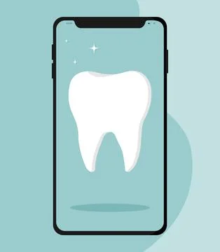 Tooth icon on blue. Dentistry vector illustration. Book an appointment Stock Illustration