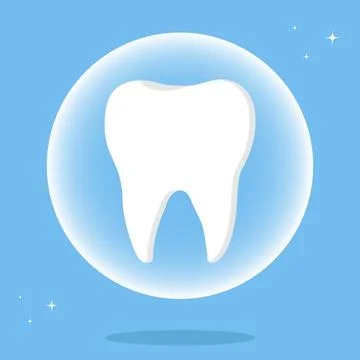 Tooth icon on blue. Dentistry vector illustration. Book an appointment Stock Illustration