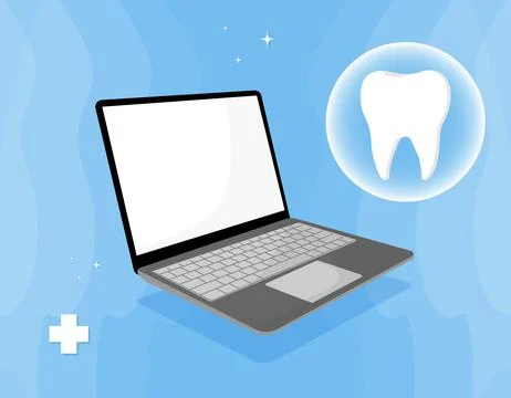 Tooth icon on blue. Dentistry vector illustration. Book an appointment Stock Illustration