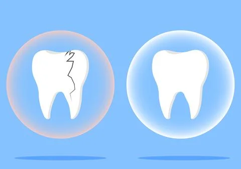 Tooth icon on blue. Dentistry vector illustration. Book an appointment Stock Illustration