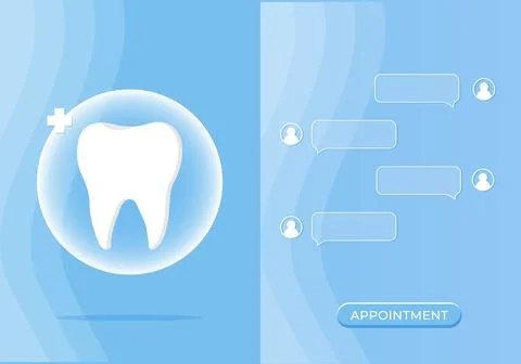 Tooth icon on blue. Dentistry vector illustration. Book an appointment Stock Illustration
