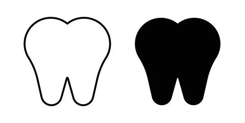 Tooth icon collection in black, Line icons, flat symbols Stock Illustration