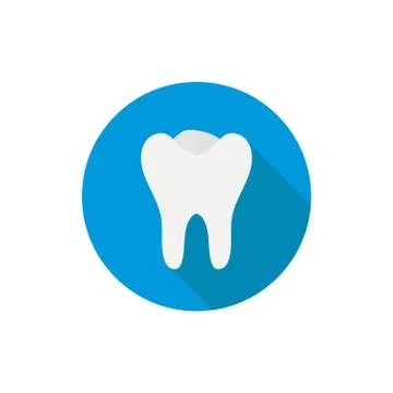 Tooth icon in a flat design with long shadow illustration Stock Illustration